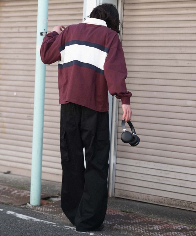 WEGO 【ユニセックス着用ITEM】ステッチロゴラガーシャツ ワイン