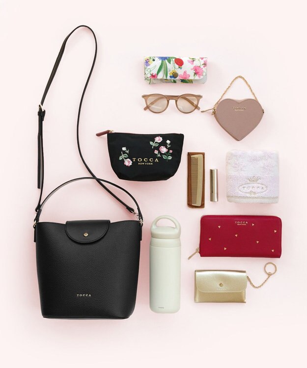 TOCCA PETAL SILHOUETTE LEATHER BAG  レザーバッグ ブラック系