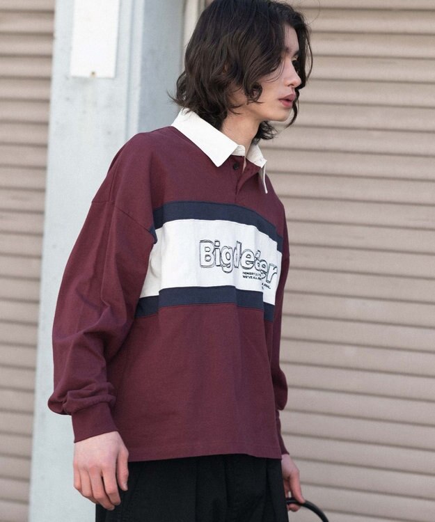 WEGO 【ユニセックス着用ITEM】ステッチロゴラガーシャツ ワイン