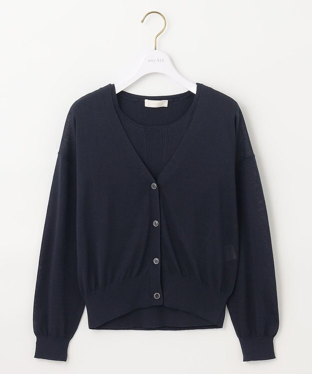 ANY SIS 【美人百花6月号掲載】2SET シアーカーディガン アンサンブル ネイビー