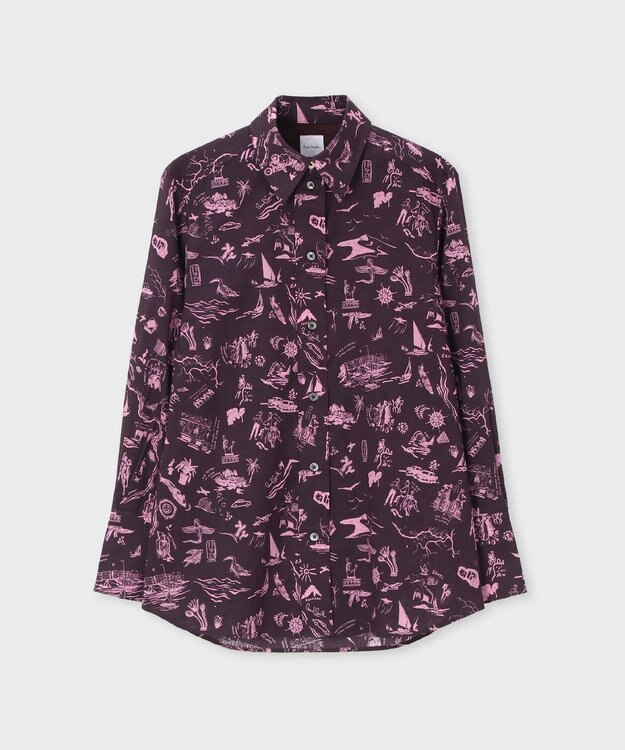 Paul Smith Travel Stories プリント シャツ ダークグレー