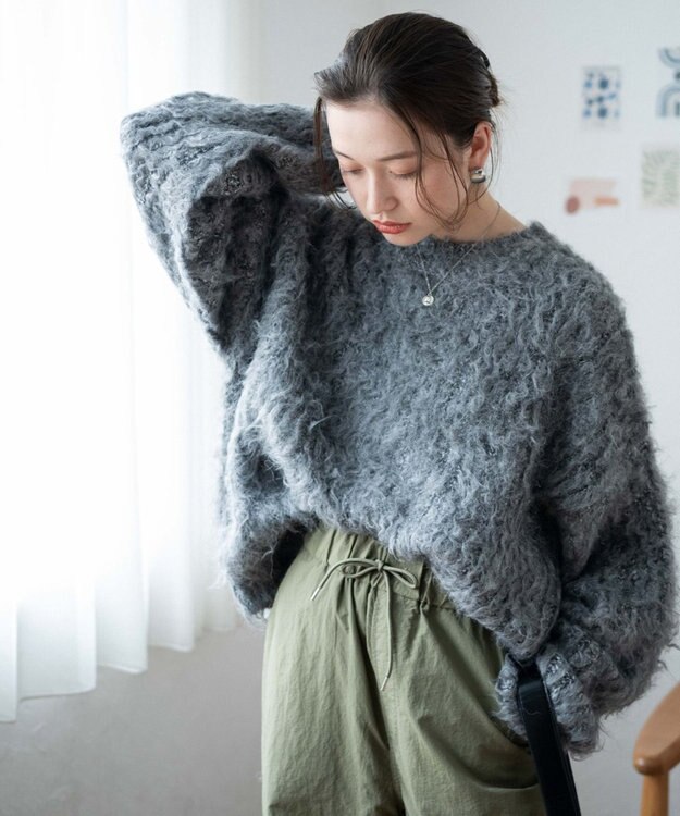 WEGO ブラッシュニットBIGプルオーバー ダークグレー