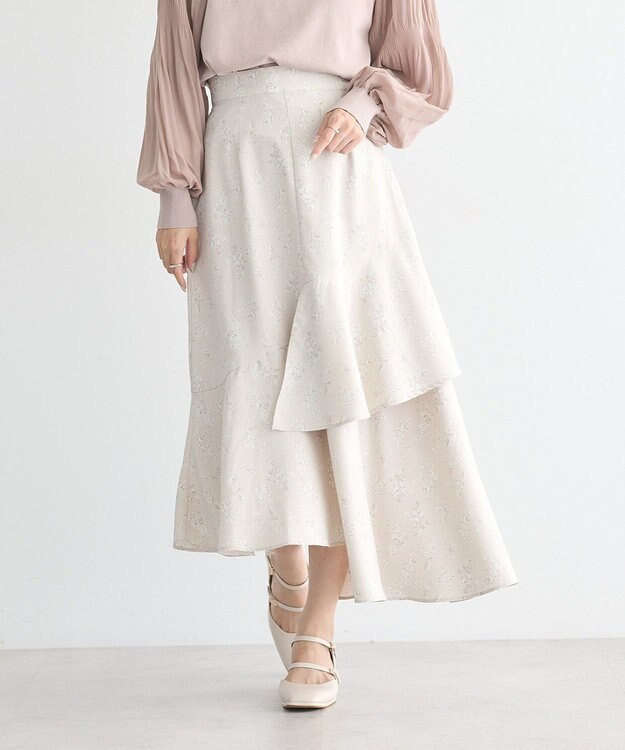 earth music&ecology フラワーアシメティアードスカート Beige