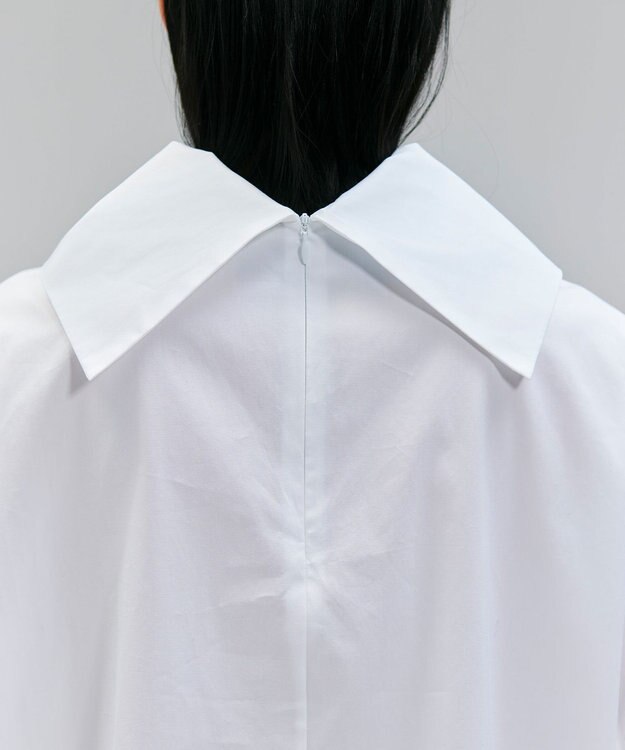 BEIGE， 【洗える】PERRY / コットンロールカラープルオーバーブラウス White