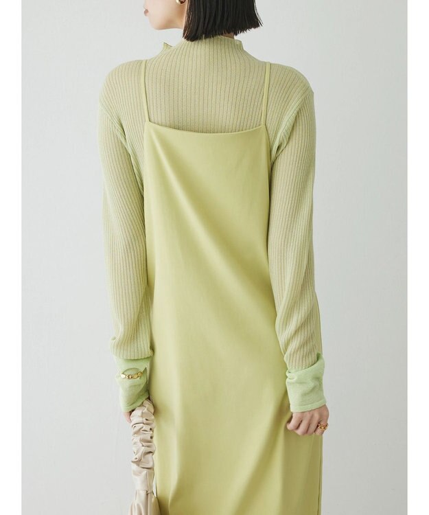 Green Parks AnriettMusee ラメ切替スリーブリブシアーニット Lime Green