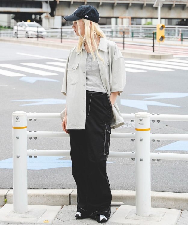 WEGO 【ユニセックス着用ITEM/MLサイズ展開/機能シャツ】リップストップシャツ（SS） グレー