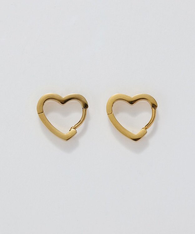 Phoebe 【金属アレルギー対応】ハートフープワンタッチピアス　ゴールド/サージカルステンレス ゴールド