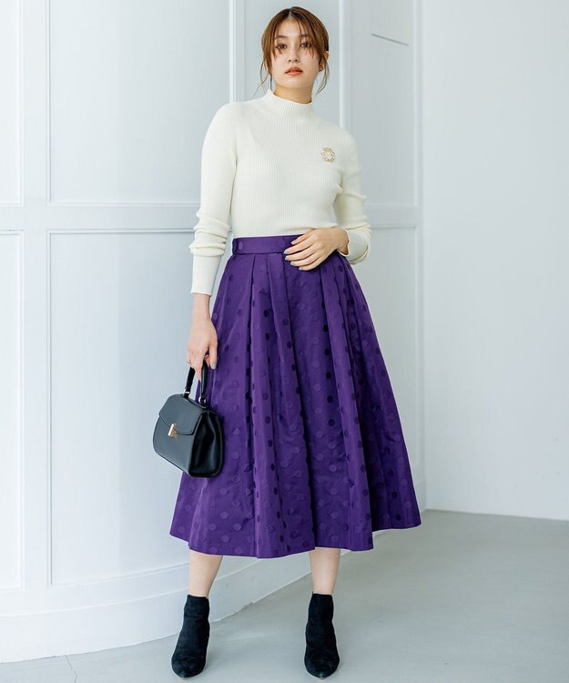 組曲 ドットジャガード フレア スカート パープル系