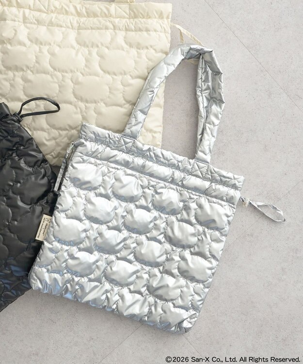 earth music&ecology 【予約】リラックマ×earth シルエットキルトトートバッグ シルバー