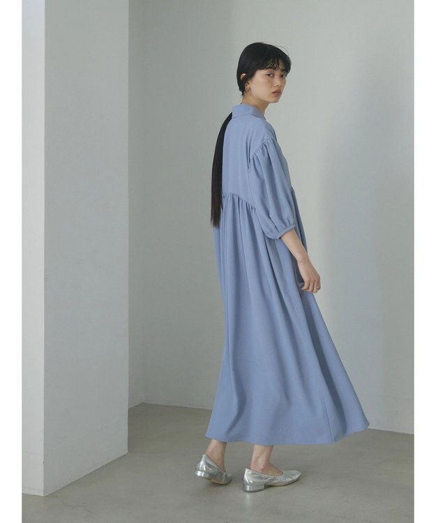 Green Parks ａ．衿付き切り替えワンピース Blue