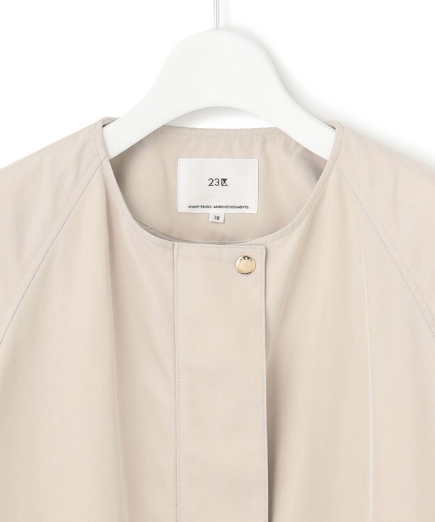 23区 S 【洗える】ライトツイル ノーカラーコート ベージュ系