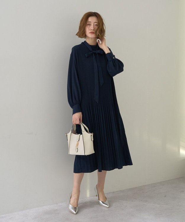 YECCA VECCA マルチwayプリーツワンピース Navy