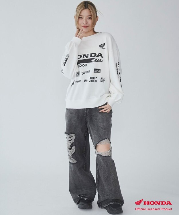 WEGO 別注Hondaプルオーバービッグスウェット ホワイト