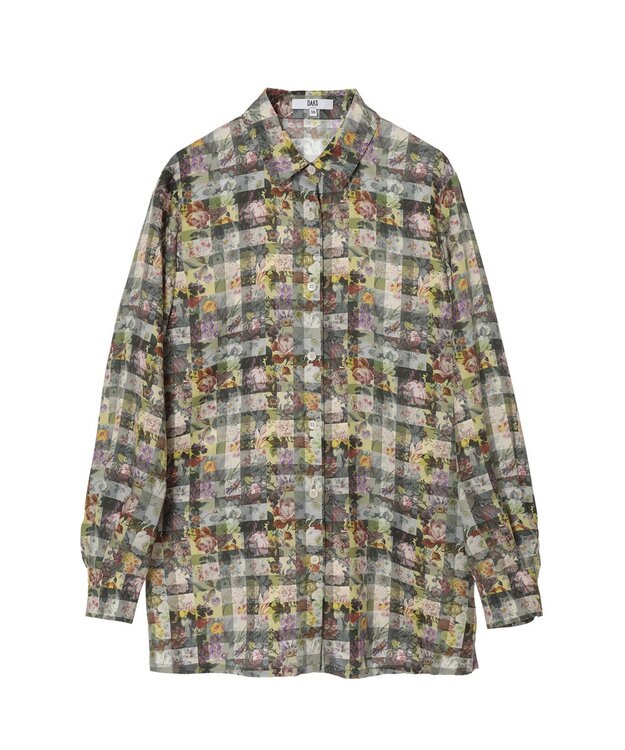 DAKS リバティプリント ブラウス グリーン