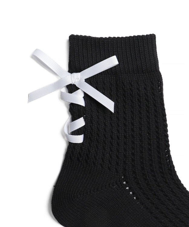 WEGO レースアップリボンソックス ブラック