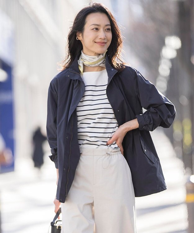 J.PRESS LADIES L 【洗える・撥水】マイクロタフタ フーデッド ショート コート ネイビー系