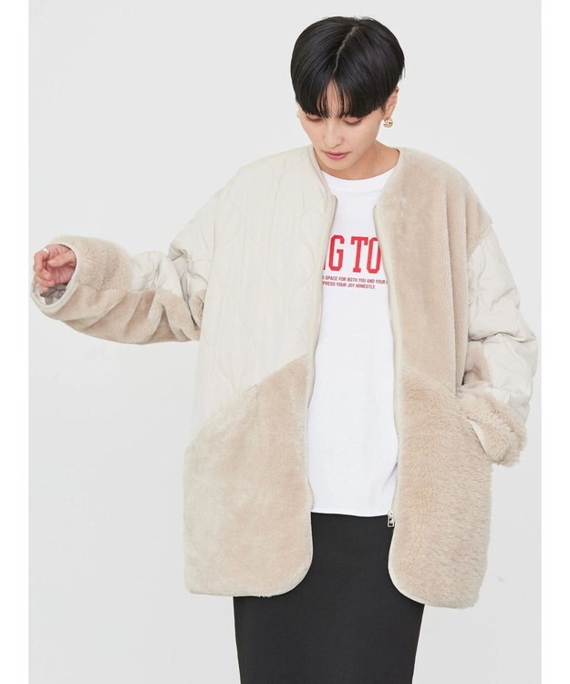 AMERICAN HOLIC キルポカボアＭｉｘキルティングコート Light Beige