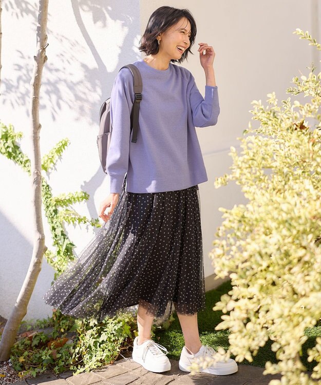 ANY 【洗濯機可】クルーネックポンチョ ラベンダー