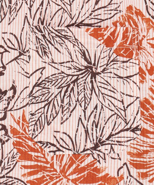 JOSEPH ABBOUD 【サスティナブルな麻混】コットンリヨセルリネンリーフプリント 半袖シャツ オレンジ系6