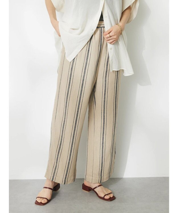 CRAFT STANDARD BOUTIQUE リネンレーヨンストライプイージーパンツ Stripe Beige