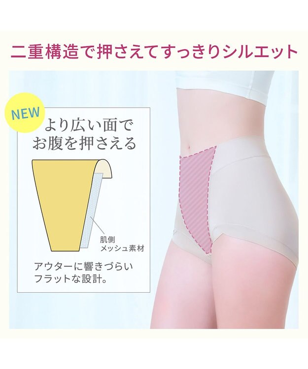 BRADELIS New York 【BRADELIS NewYork peace】綿混楽々dailyソフトショーツ25 補正下着 深め ヒップアップ お腹スッキリ パールグレージュ