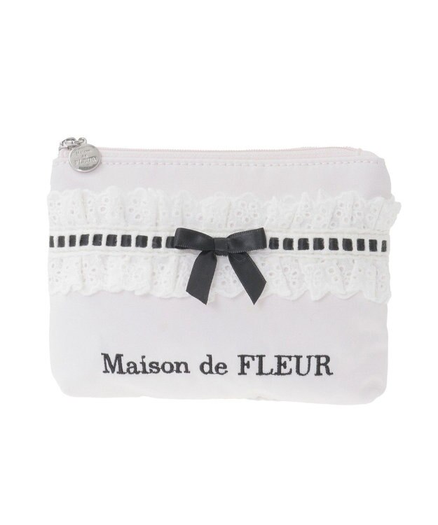 Maison de FLEUR コットンフリルポーチ Pink