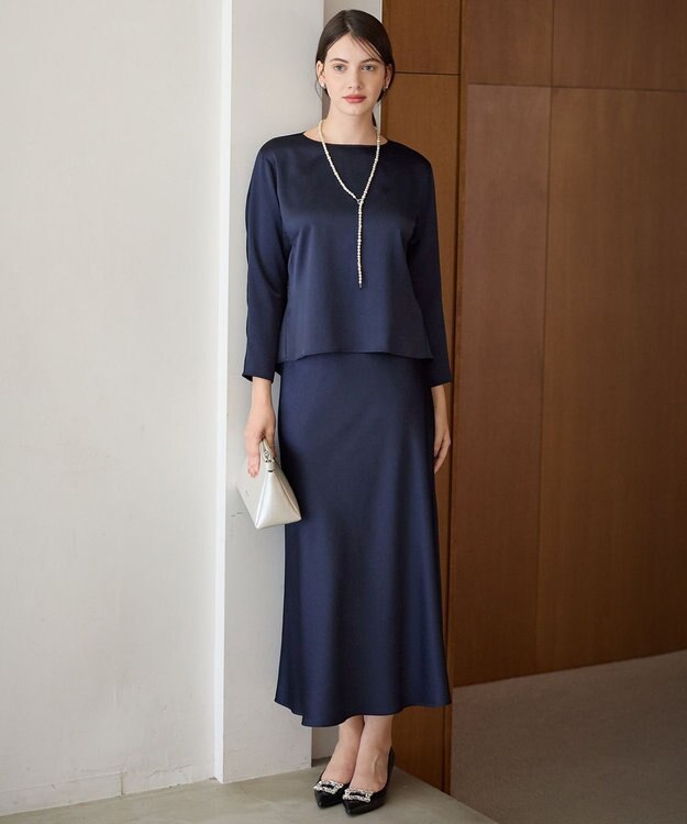 23区 S 【APPLAUDIR】ヴィンテージサテン セットアップ ネイビー系