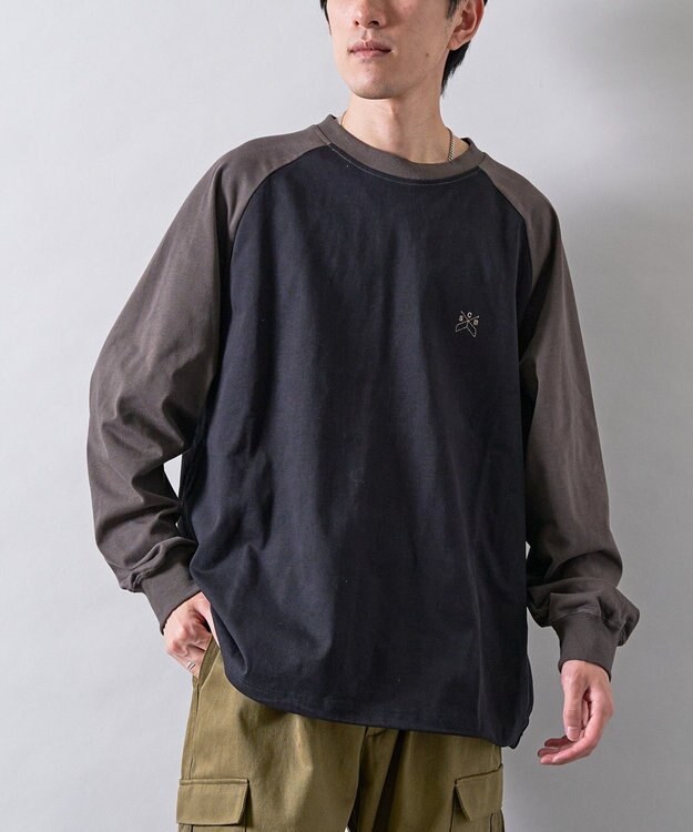 CRAFT STANDARD BOUTIQUE ワンポイント刺繍ラグランロンＴ Black
