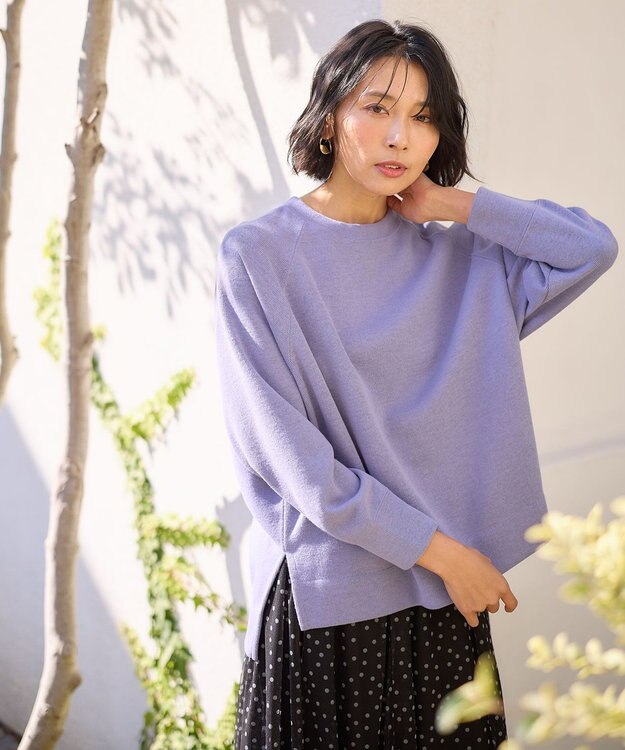 ANY 【洗濯機可】クルーネックポンチョ ラベンダー