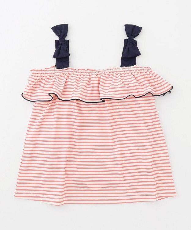 組曲 KIDS 【UVカット】【SS-Lサイズ】マリンストライプ スイムウェア(セパレート) コーラル