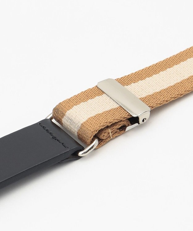 J.PRESS MEN レザートリム ストライプ テープベルト ベージュ系1