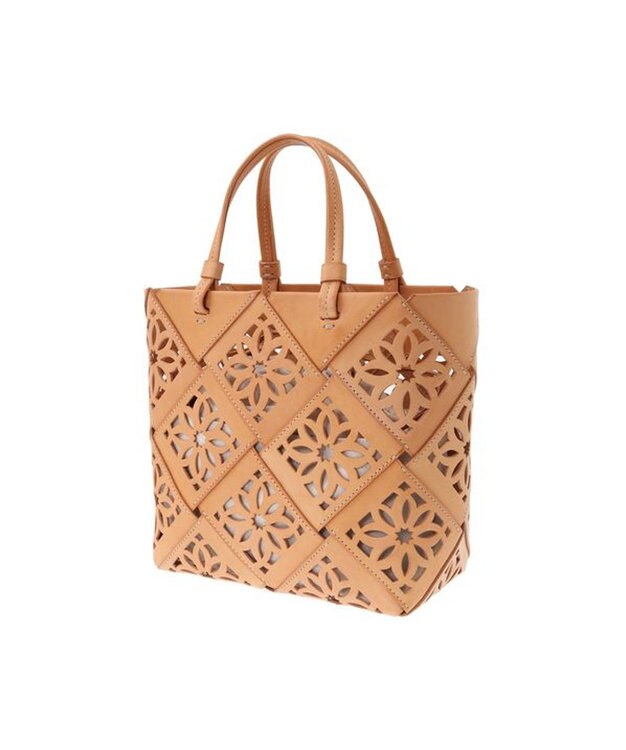 genten サスカットバスケット手提げバッグ＜M＞ ヌメベージュ