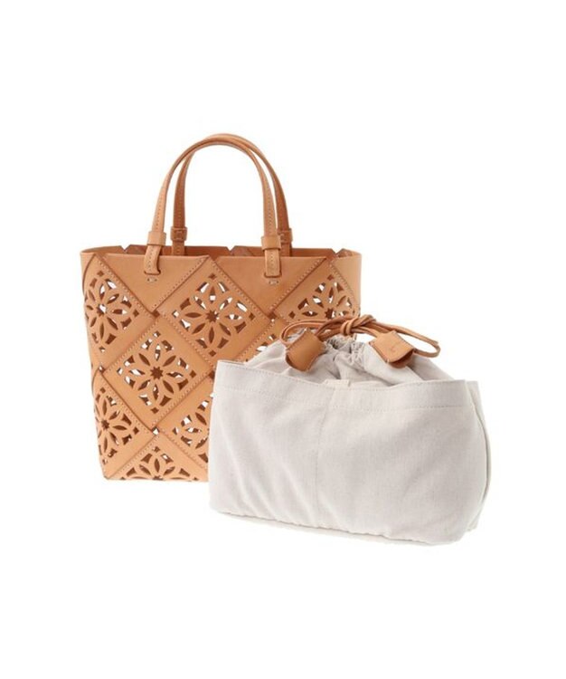 genten サスカットバスケット手提げバッグ＜M＞ ヌメベージュ