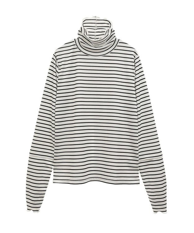 earth music&ecology シャーリングスリーブリブタートルプルオーバー Border