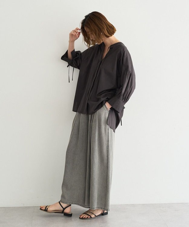 YECCA VECCA バイオ加工ヴィンテージデニムワイドパンツ Gray