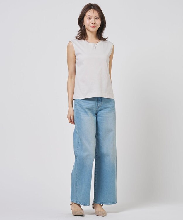 J.PRESS LADIES S スムースジャージー ノースリーブ カットソー グレージュ系