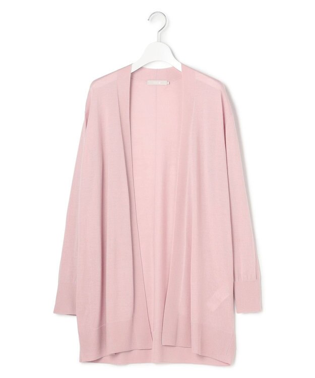 ICB L 【洗える】コンパクトファインウール ロングカーディガン シェルピンク系