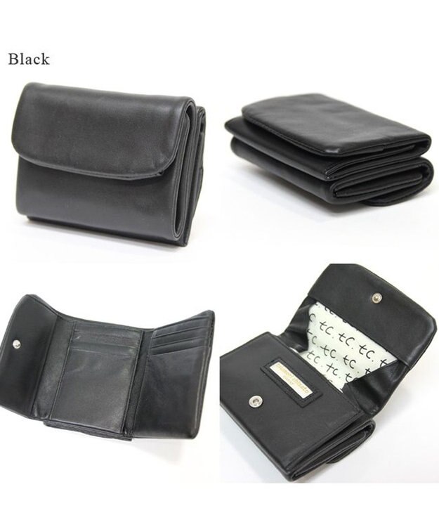 tsumori chisato CARRY ソフトレザー　折り財布　3つ折り 【シンプルなデザイン 本革のしなやかな風合い】 ブラック