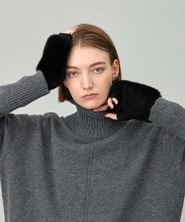 ICB ファー手袋 ブラック系