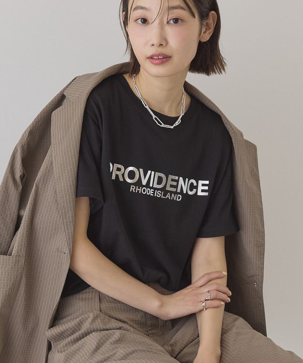 AMERICAN HOLIC SILVERプリント半袖Tシャツ Black