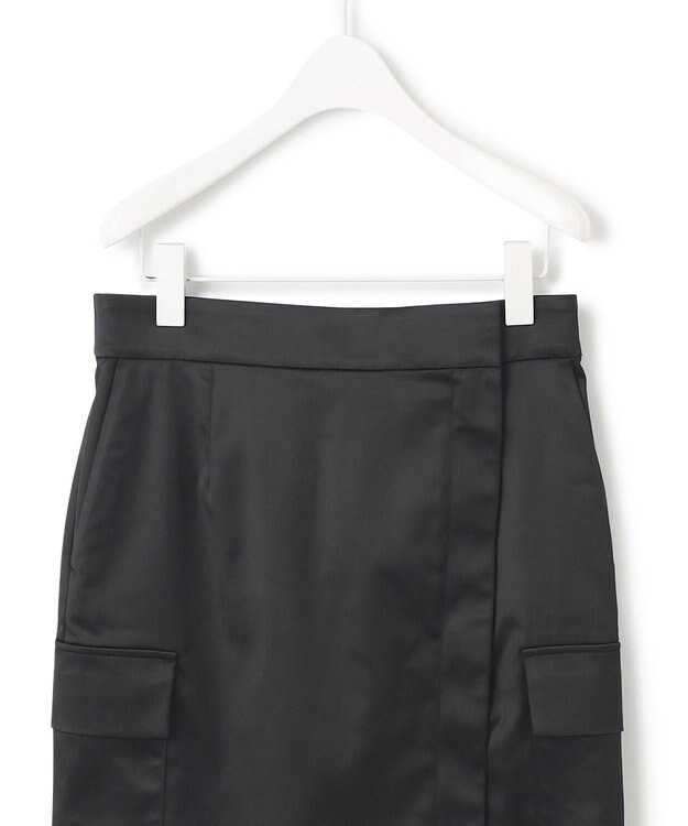 ICB 【洗える】 ハイマルチストレッチサテン スカート ブラック系