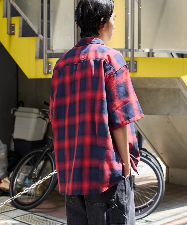 WEGO 【ユニセックス着用ITEM/SMLサイズ展開】オンブレチェックシャツ（SS） 柄6