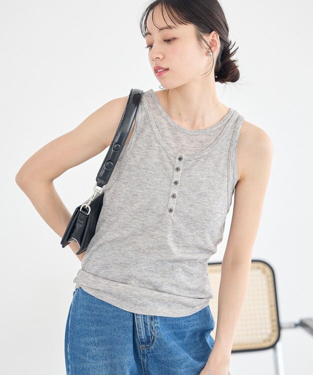 earth music&ecology 【SET】シアーフライスレイヤードタンクトップ Gray Mixture