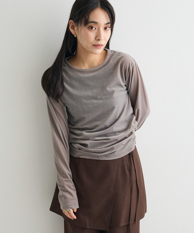 CRAFT STANDARD BOUTIQUE シアーベロアサイドギャザープルオーバー Gray