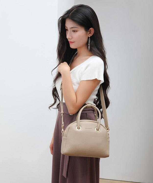 style code 【MERCURYDUO/マーキュリーデュオ】メタルアイレット　ミニボストン ベージュ