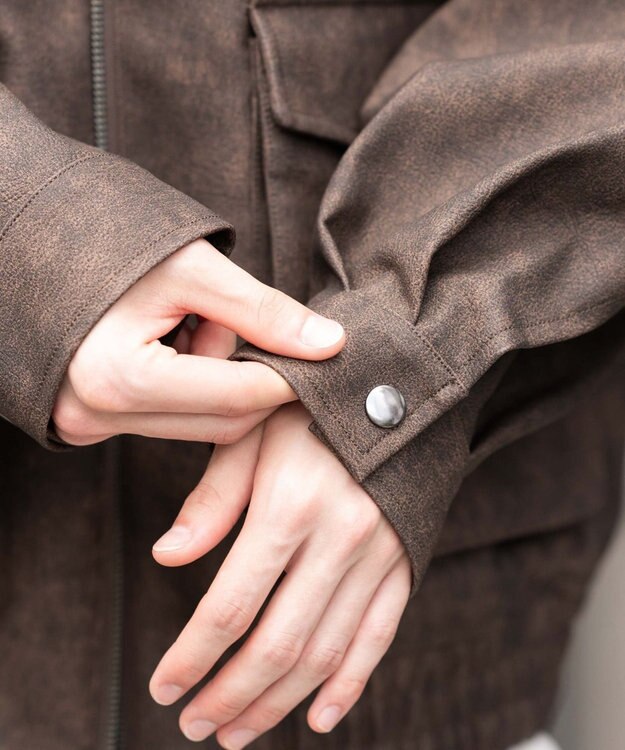 WEGO 【25年秋冬新作/ユニセックス着用ITEM/SMLサイズ展開】PUダブルZIPフライトブルゾン ブラウンその他