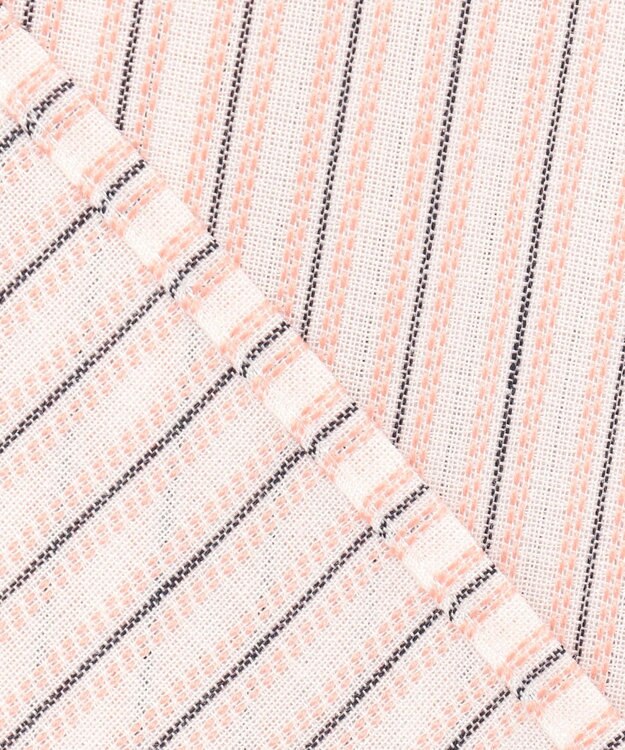 J.PRESS LADIES S 【洗える・接触冷感】ドビー強撚ストライプ シャツ ブラウス オフ×ピンク×ネイビー系