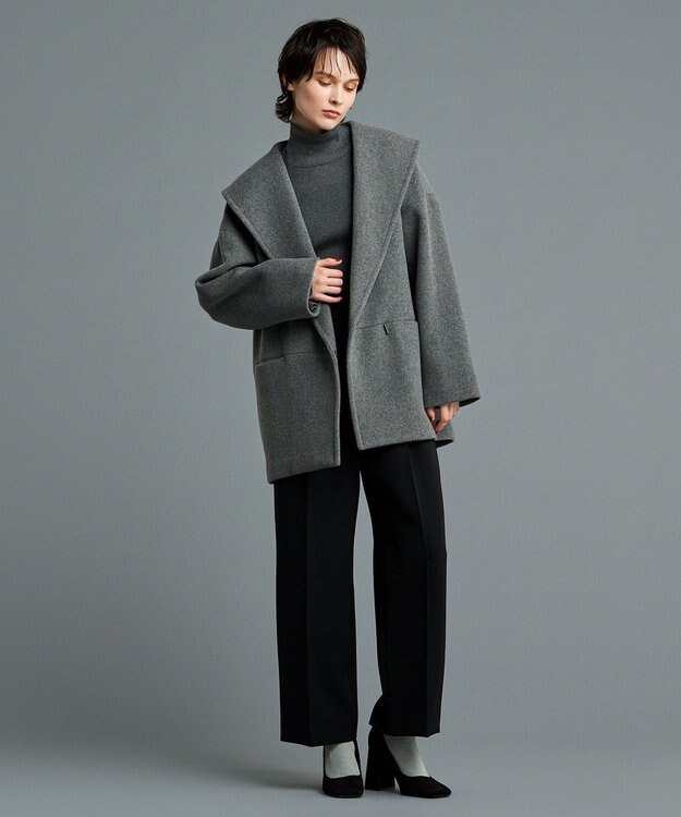 uncrave 【防しわ・UVカット・洗濯機洗い可】バルキーツイル ワイドパンツ(サスペンダー付き)（uncrave STANDARD） ブラック