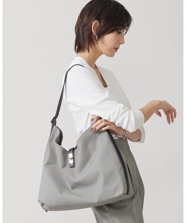 ICB リネン混ワンショルダー モスグレー系