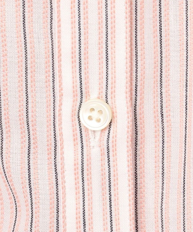 J.PRESS LADIES S 【洗える・接触冷感】ドビー強撚ストライプ シャツ ブラウス オフ×ピンク×ネイビー系